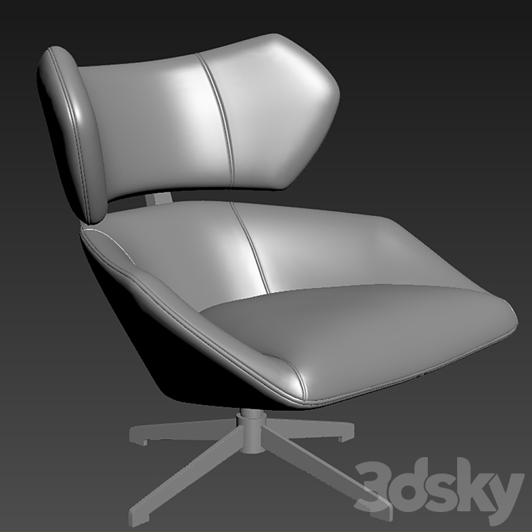 Camila Armchair With Pouf 3DS Max - thumbnail 2