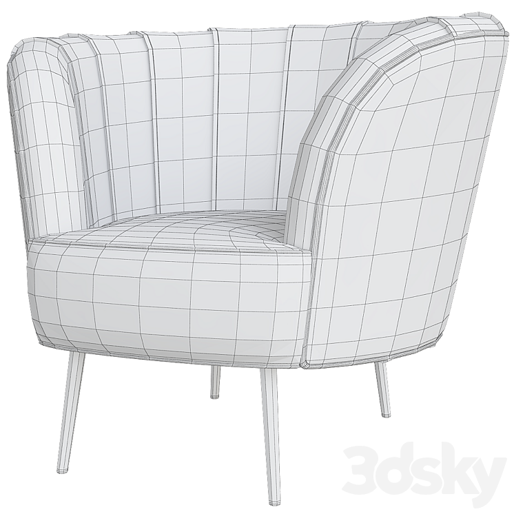 Canary yellow curved chair 3DS Max - thumbnail 2