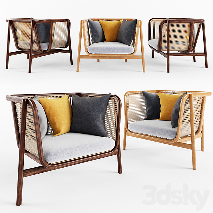 Cane sofa one seat 3DS Max - thumbnail 1