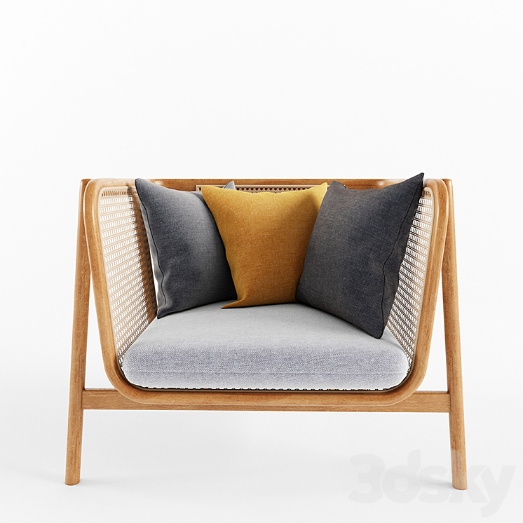 Cane sofa one seat 3DS Max - thumbnail 2