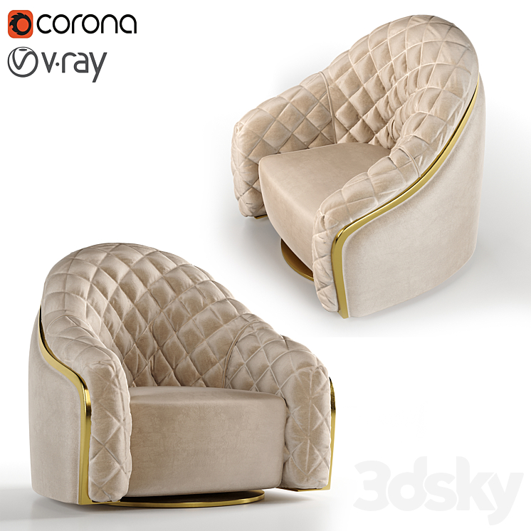 Cantori portofino armchair 3DS Max - thumbnail 1