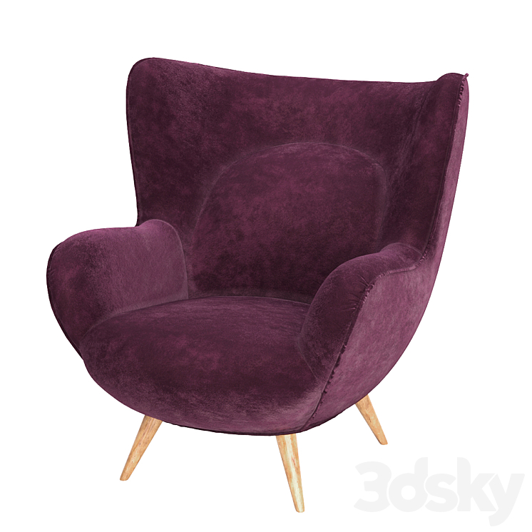 Carlo Mollino Accoto Lounge Chair 3DS Max - thumbnail 2