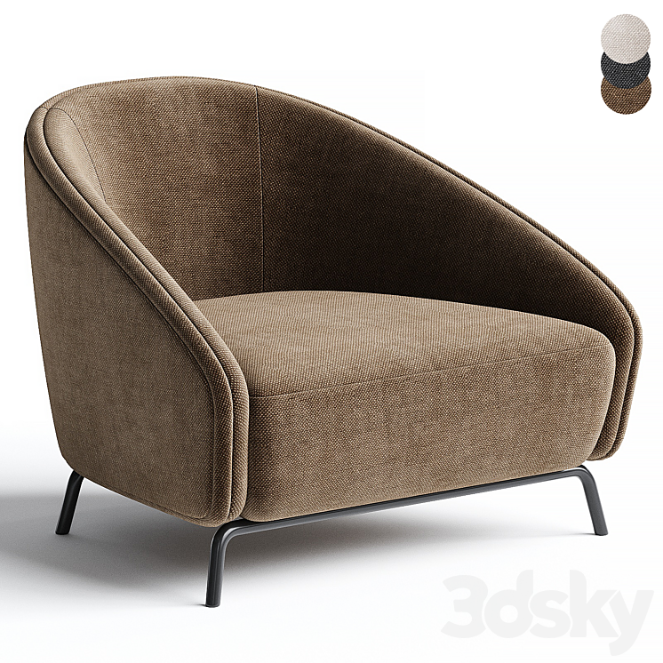 CARNABY | Armchair By PRADDY 3DS Max Model - thumbnail 1