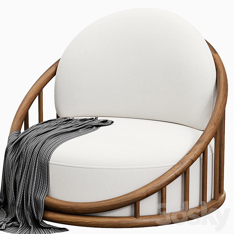 Cask armchair 3DS Max Model - thumbnail 2