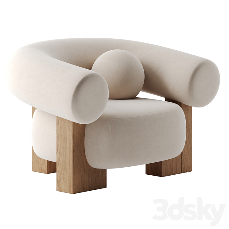 Cassete armchair by collector 3DS Max Model - thumbnail 1