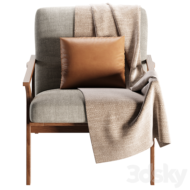 Cavett Wood Frame Accent Chair 3DS Max Model - thumbnail 2