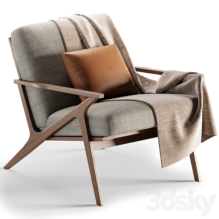 Cavett Wood Frame Accent Chair 3DS Max Model - thumbnail 3