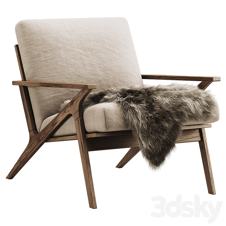 Cavett Wood Frame Chair 3DS Max Model - thumbnail 3