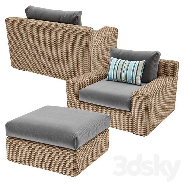 CAYMAN Outdoor Lounge with Ottoman 3ds Max - thumbnail 2