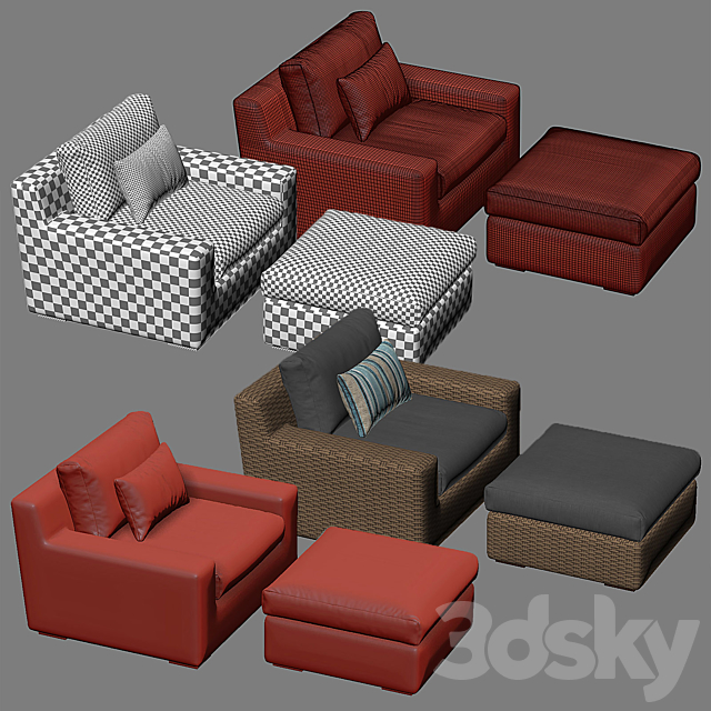 CAYMAN Outdoor Lounge with Ottoman 3ds Max - thumbnail 3