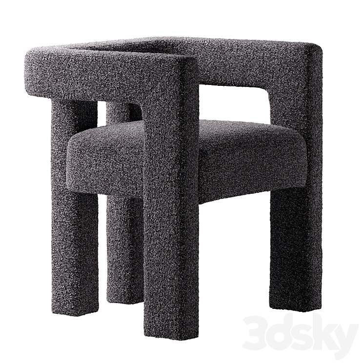 CB2 Stature Black Chair 3DS Max Model - thumbnail 3