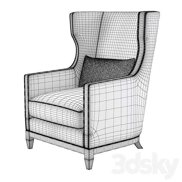 Century Furniture Armchair in fabric 3DS Max Model - thumbnail 3