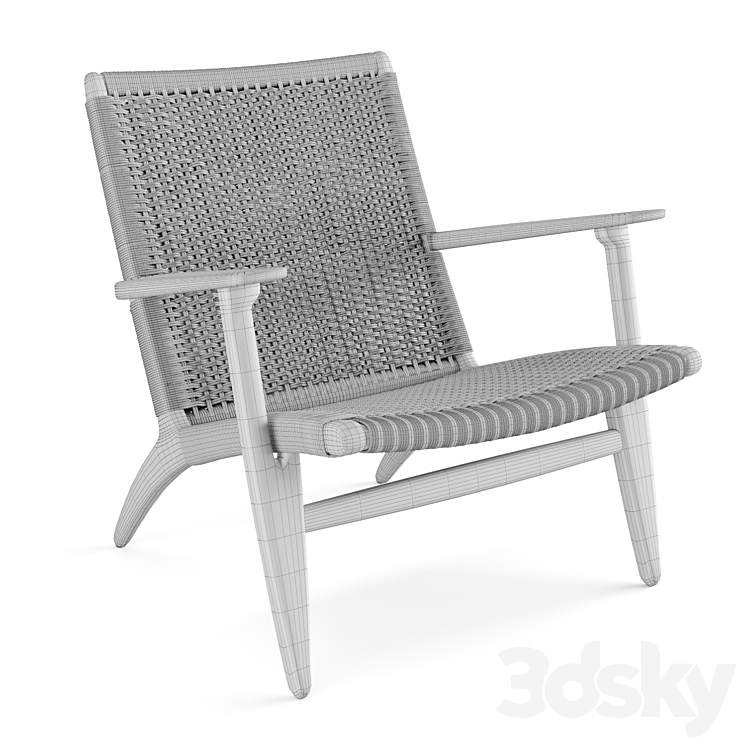 CH25 Rattan Blue Lounge Chair of Carl Hansen 3DS Max - thumbnail 2