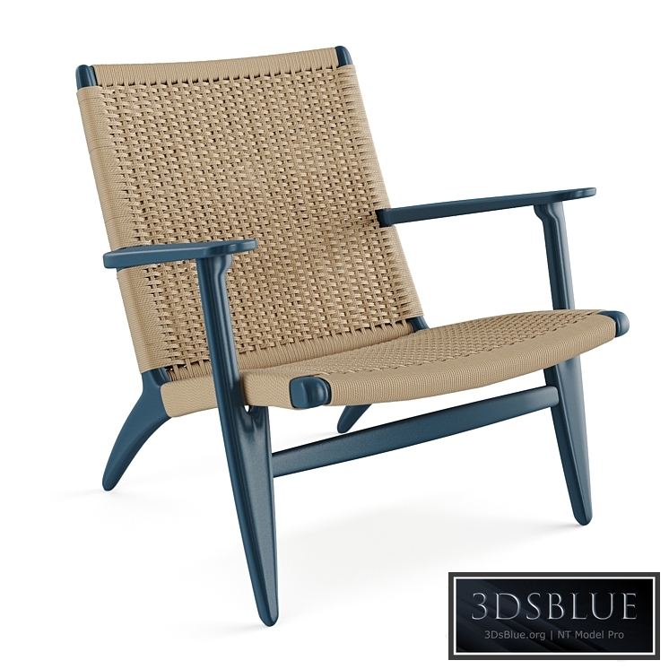 CH25 Rattan Blue Lounge Chair of Carl Hansen 3DS Max - thumbnail 3