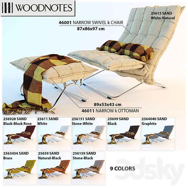 Chair and ottoman Woodnotes WIDE SWIVEL k CHAIR WITH TUBULAR FRAME 3DSMax File - thumbnail 1