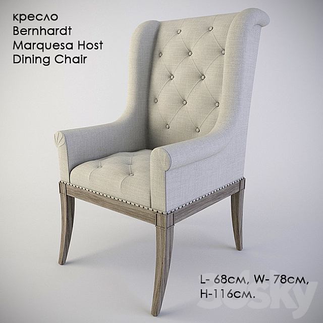 Chair Bernhardt Marquesa Host Dining Chair 3DSMax File - thumbnail 1