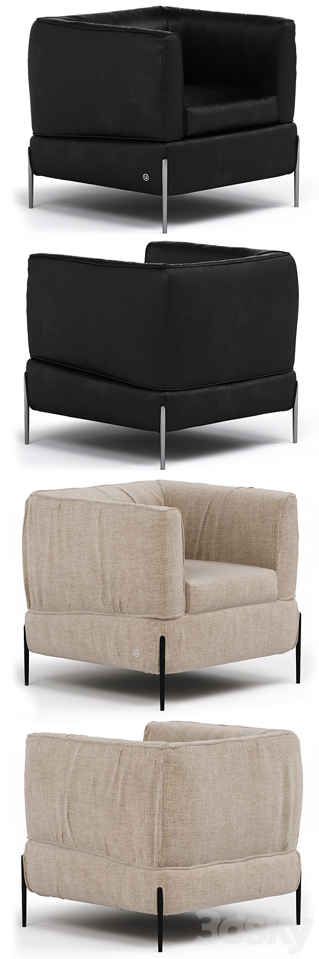 Chair of the Natuzzi Anteprima 3DS Max Model - thumbnail 2