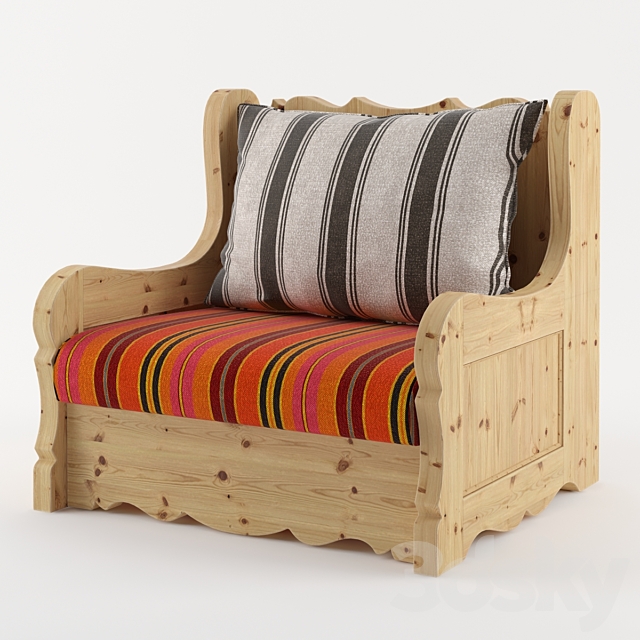 Chair of the pines in the Moroccan carpets _ Pine Armchair 3DS Max Model - thumbnail 2