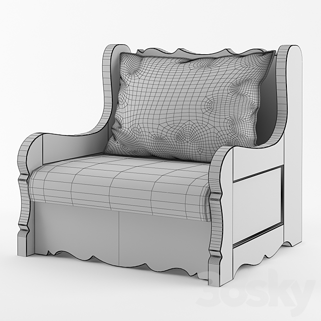 Chair of the pines in the Moroccan carpets _ Pine Armchair 3DS Max Model - thumbnail 3