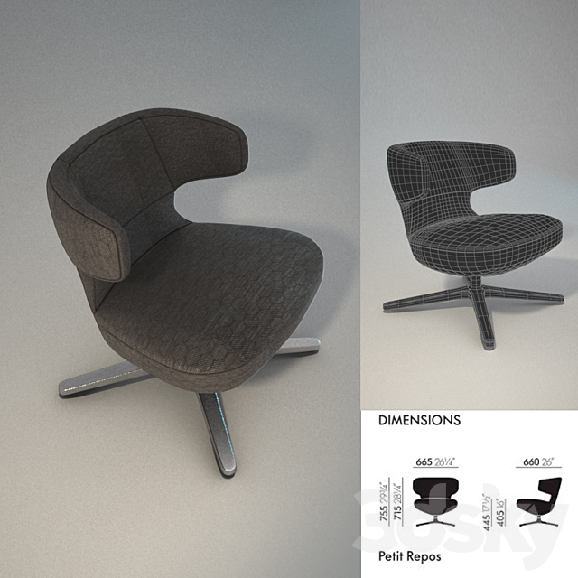 chair Petit Repos 3DS Max Model - thumbnail 2