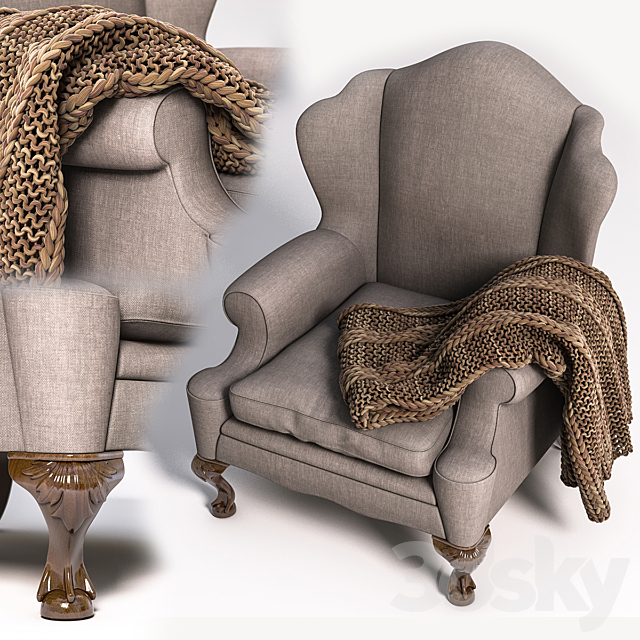 Chair with a plaid 3DSMax File - thumbnail 1