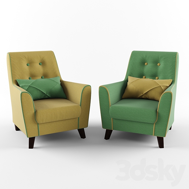 Chair with cushion (mustard green) 3ds Max - thumbnail 1