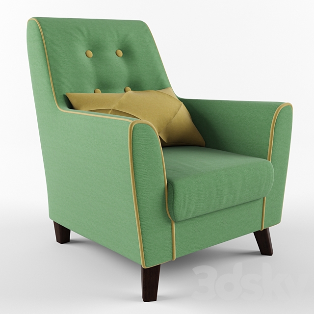 Chair with cushion (mustard green) 3ds Max - thumbnail 2