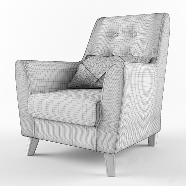 Chair with cushion (mustard green) 3ds Max - thumbnail 3