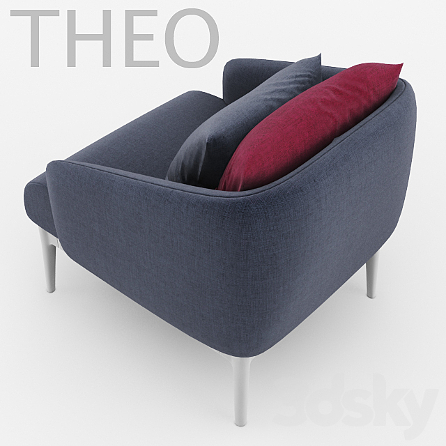 chair with ottoman THEO (zeo) 3DS Max Model - thumbnail 2