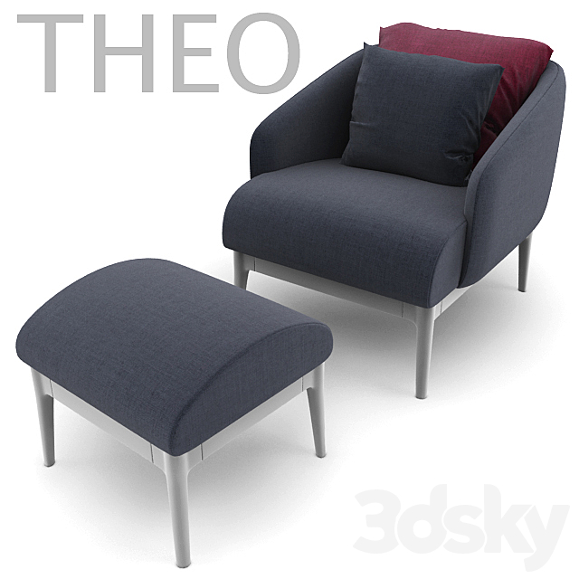 chair with ottoman THEO (zeo) 3DS Max Model - thumbnail 3