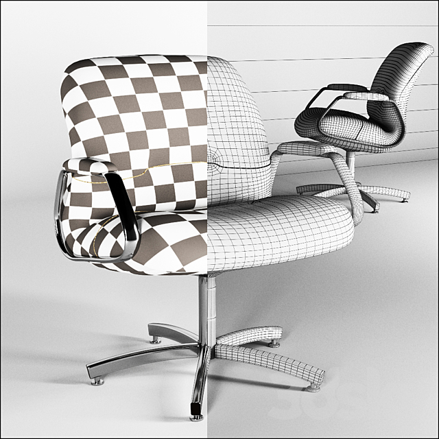 Charles Pollock style STEELCASE Chrome 3ds Max - thumbnail 3