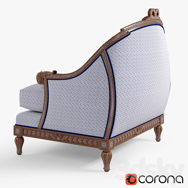 Chelini XVIII armchair 3DS Max Model - thumbnail 2