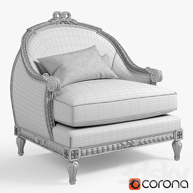 Chelini XVIII armchair 3DS Max Model - thumbnail 3