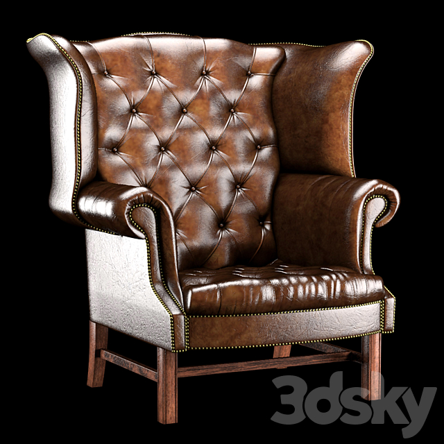 CHESTERFIELD HIGH BACK WING CHAIR 3DSMax File - thumbnail 2