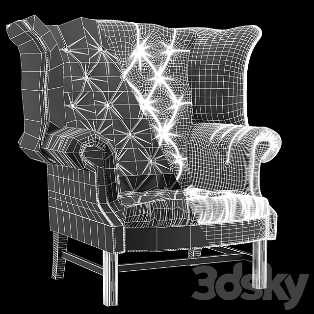 CHESTERFIELD HIGH BACK WING CHAIR 3DSMax File - thumbnail 3