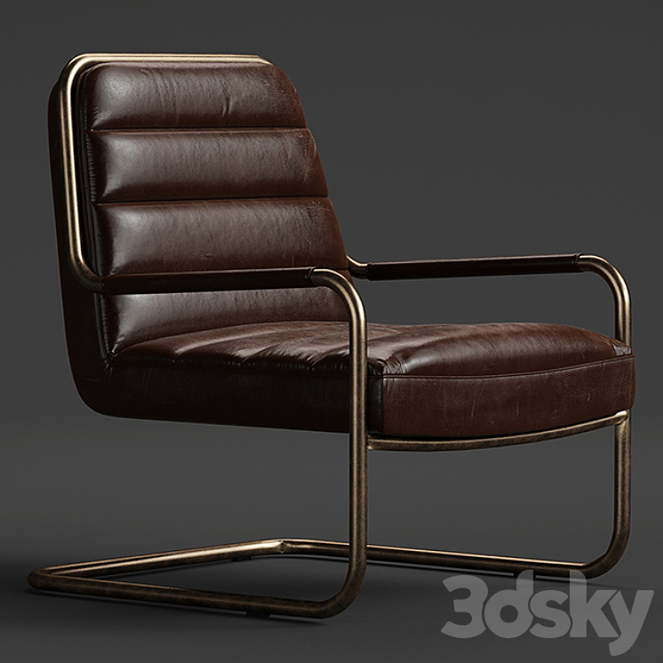 chestnut faux leather lounge chair 3DS Max - thumbnail 1