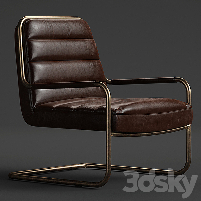 chestnut faux leather lounge chair 3DSMax File - thumbnail 1