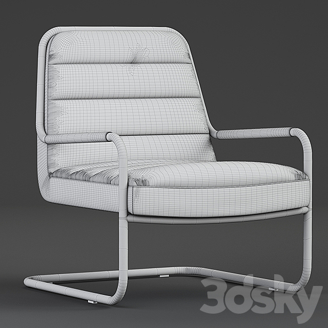 chestnut faux leather lounge chair 3DSMax File - thumbnail 3