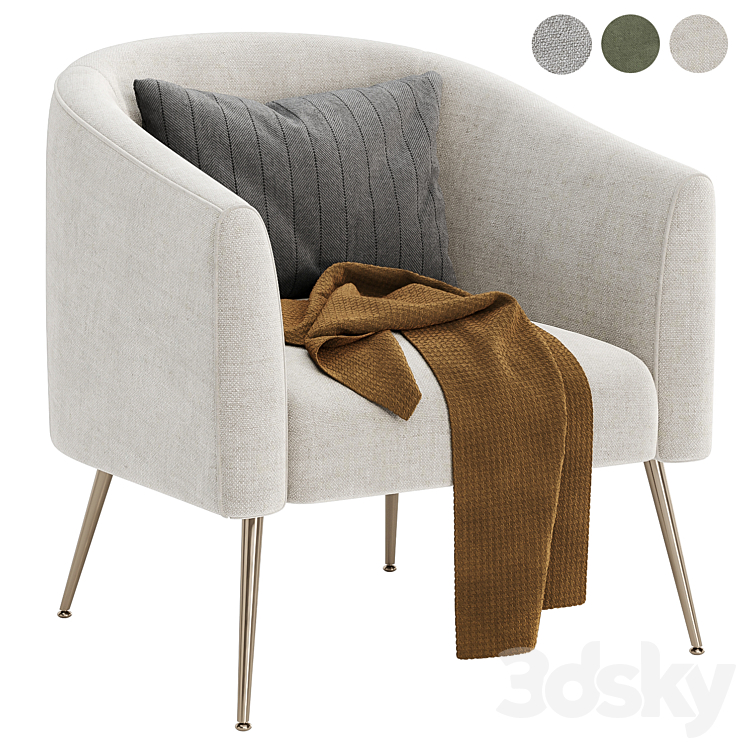 Chynia Upholstered Barrel Chair 3DS Max Model - thumbnail 3