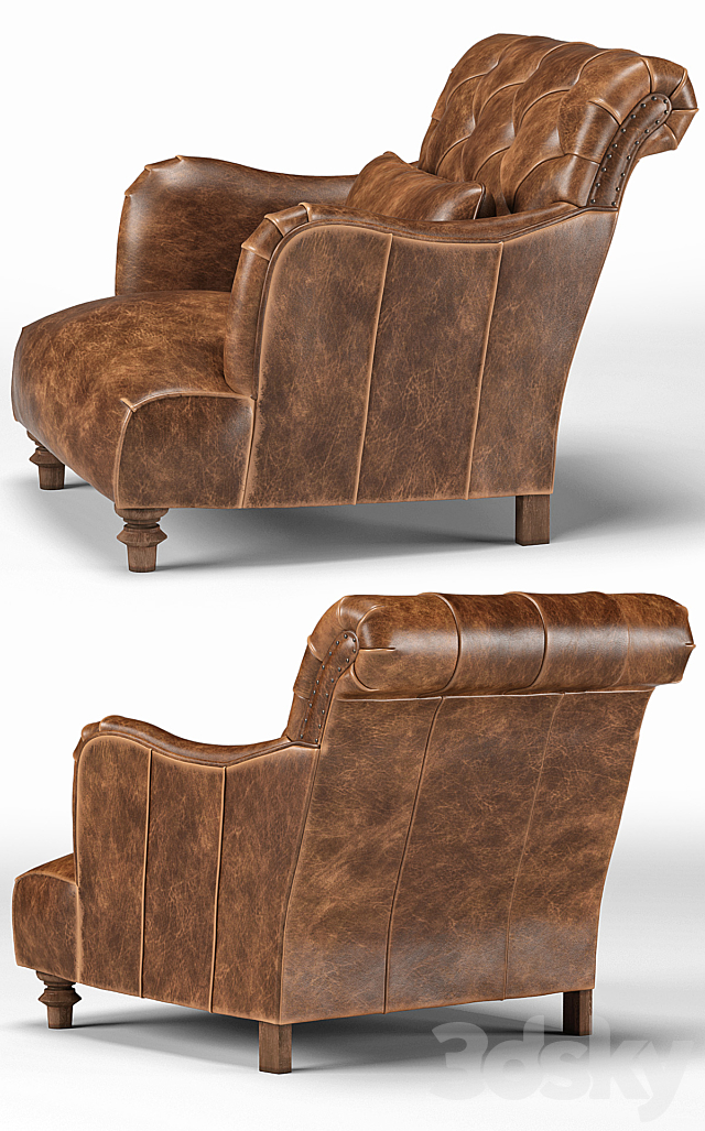 Cisco Brothers Acacia British Industrial Rustic Accent Chair 3DS Max Model - thumbnail 2