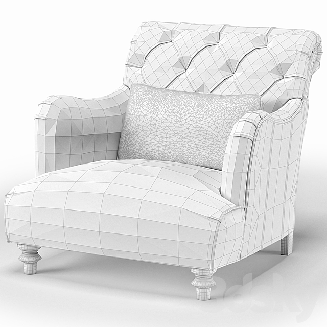 Cisco Brothers Acacia British Industrial Rustic Accent Chair 3DS Max Model - thumbnail 3