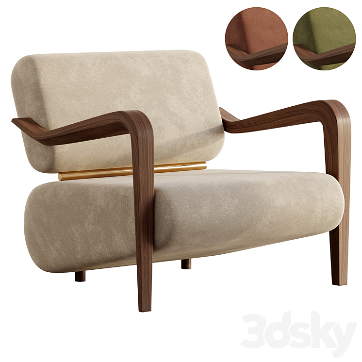 Clark Armchair – Mezzo Collection 3DS Max Model - thumbnail 1