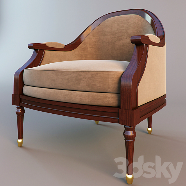 Classic armchair and stool 3DSMax File - thumbnail 3