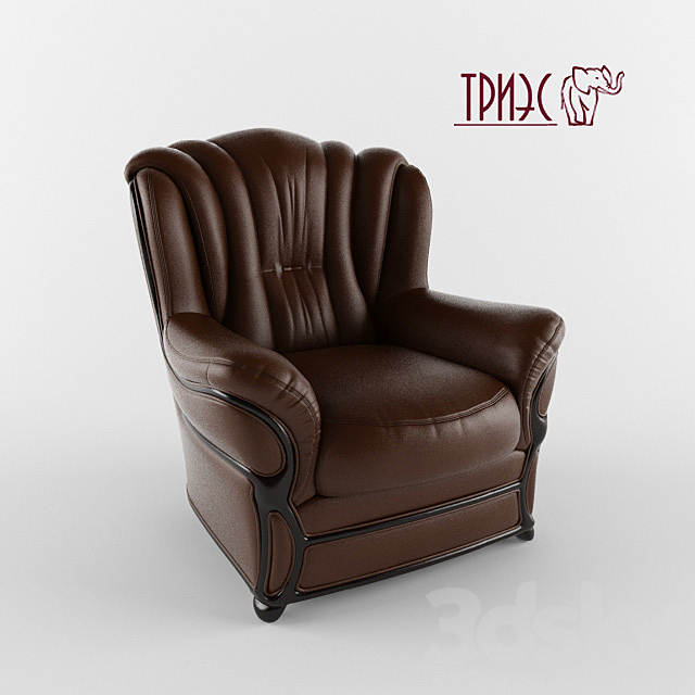 Classic chair made of genuine leather with wooden décor Diana 6 (Factory TRIES) 3ds Max - thumbnail 1