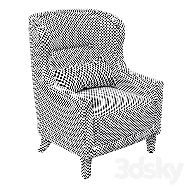 Classic chair with cushion 3DS Max Model - thumbnail 3