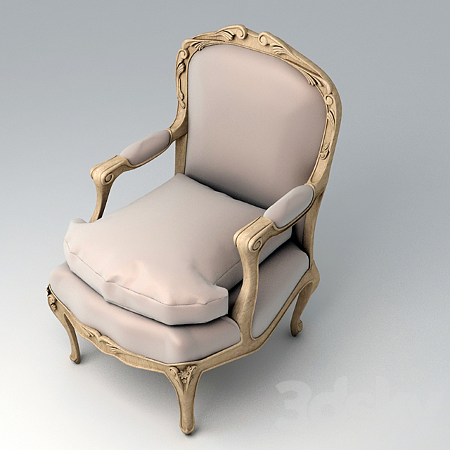 Classic Louis XV chair 3DS Max Model - thumbnail 2