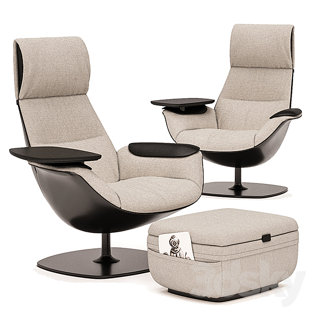 Coalesse Massaud Lounge Chair and Ottoman 5 colors 3ds Max - thumbnail 1