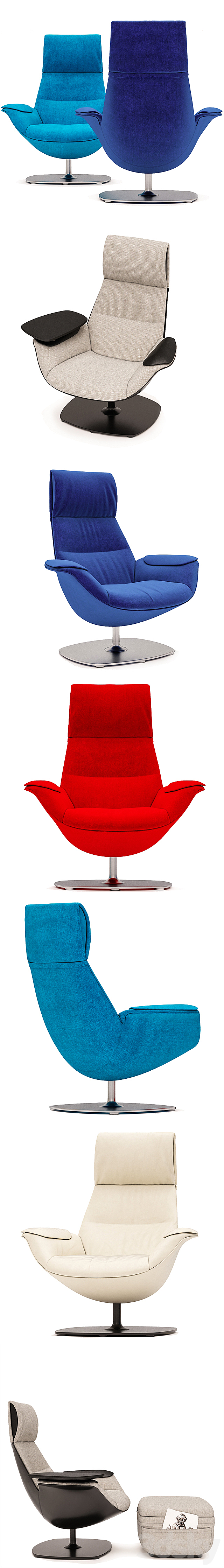 Coalesse Massaud Lounge Chair and Ottoman 5 colors 3ds Max - thumbnail 2