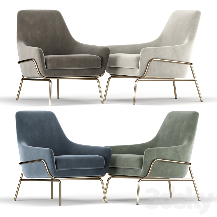 Coco Velvet Lounge Chair 3DS Max - thumbnail 1