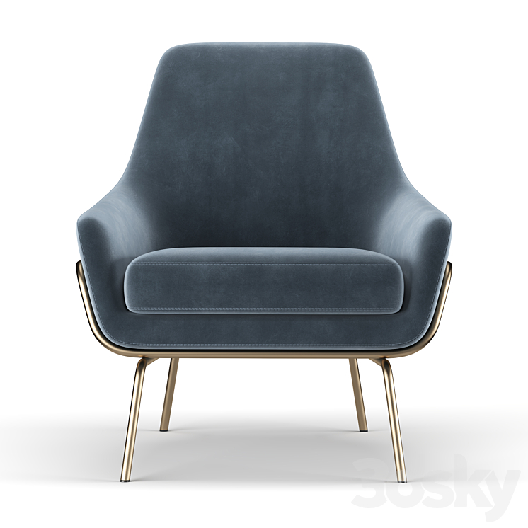 Coco Velvet Lounge Chair 3DS Max - thumbnail 2